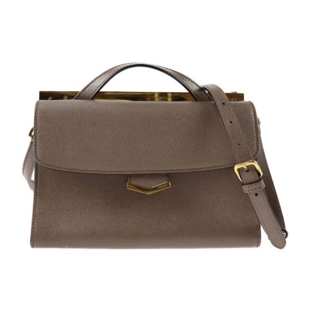 Fendi Demi Jules Piccola Handbag 8 Bt245 Leather Brownish Gold Hardware 2-Way